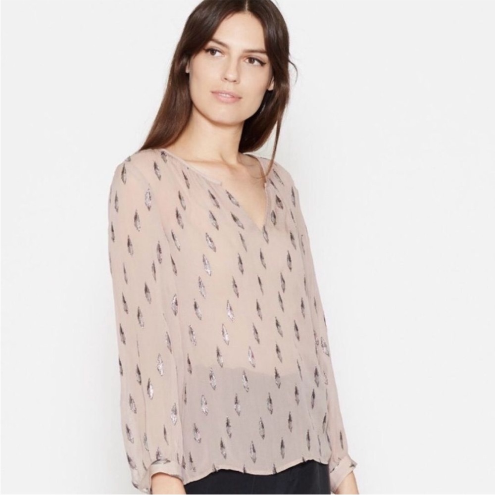 Joie Mauro Blouse Metallic Jacquard Dusty Pink | Size S